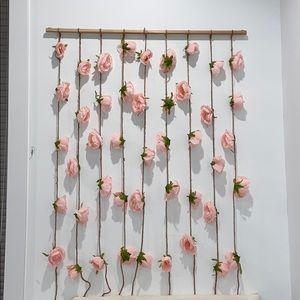 Pink floral wall hanging tapestry